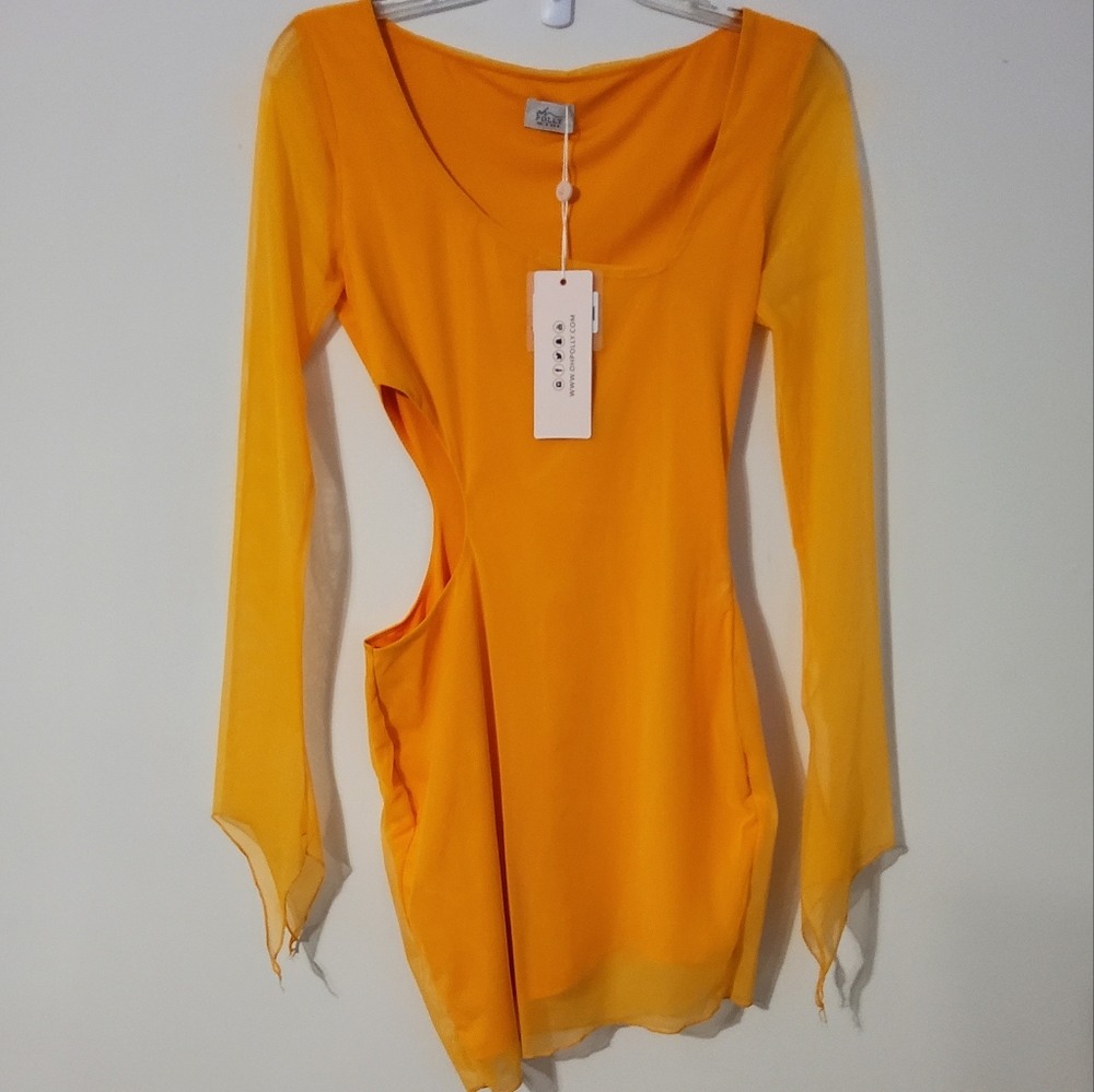 Oh Polly Vibrant Orange Cut Out Bodycon Mini Dress